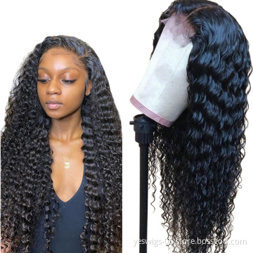 Cheap Unprocessed Raw Indian 100% Human Hair Cuticle Aligned Deep Wave 4X4 Lace Closure Wig For Black Women Undetectable Knots